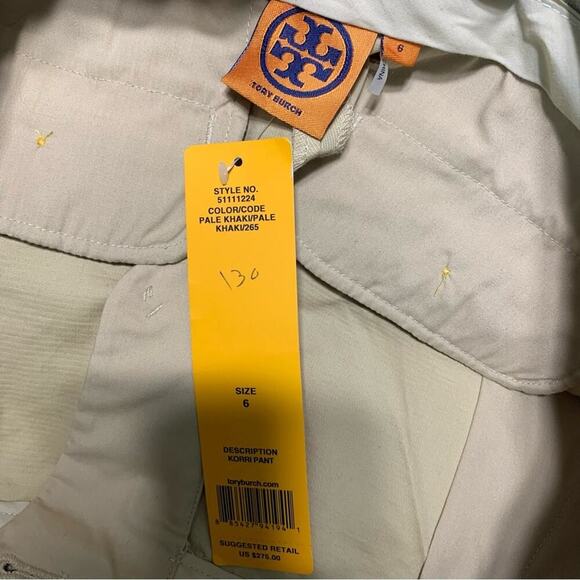 Tory Burch Pale Khaki pleated Korri wide leg pants size‎ 6 minimalist preppy - Picture 8 of 10